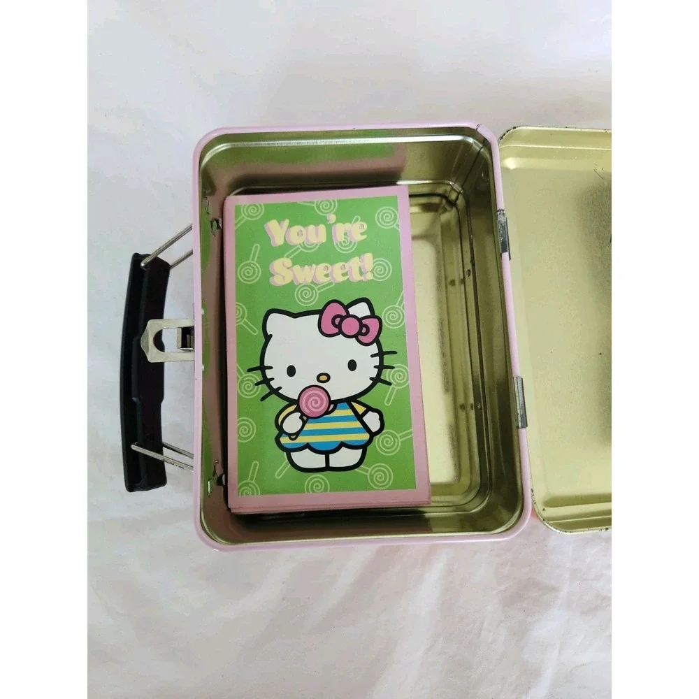 53 Pcs VTG Sanrio Hello Kitty V-Day Lunchbox Tin + Cards & 10 Merchandise Tags